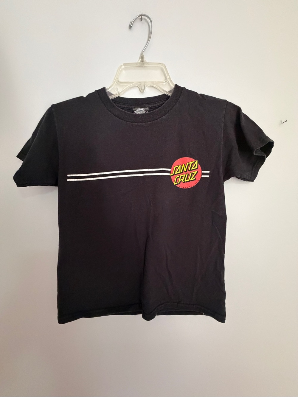Santa Cruz Skateboards Kids Black Tee with Yellow & Red Logo